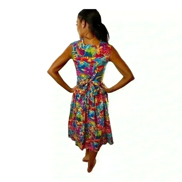 Vintage 90s CAROLINE CLASSICS GIRLS Dress SIZE 14 Bright Beach Floral Adult XS - Picture 3 of 9
